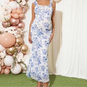 Blue and White Floral Dress